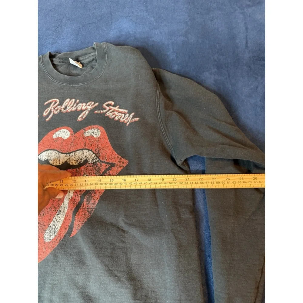 The Rolling Stones Crewneck Sweatshirt Port Authority Distressed Black Mens L